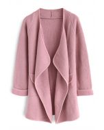 Just Knitted Open Coat in Pink